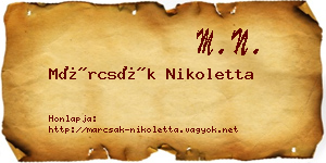 Márcsák Nikoletta névjegykártya